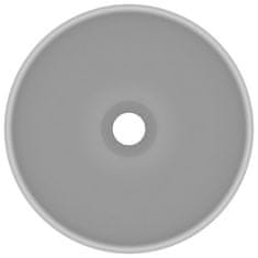 Vidaxl Razkošen umivalnik okrogel mat svetlo siv 32,5x14 cm keramičen