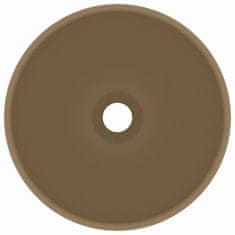 shumee Razkošen umivalnik okrogel mat krem 32,5x14 cm keramičen