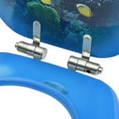 Greatstore Deska za WC školjko počasno zapiranje MDF globokomorski dizajn