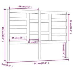 Vidaxl Posteljno vzglavje sivo 141x4x104 cm trdna borovina