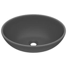 Vidaxl Razkošen umivalnik ovalen mat temno siv 40x33 cm keramičen