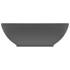 Vidaxl Razkošen umivalnik ovalen mat temno siv 40x33 cm keramičen