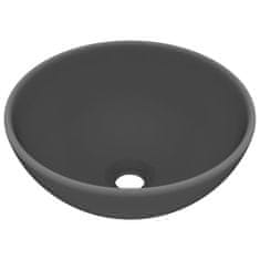 Vidaxl Razkošen umivalnik okrogel mat temno siv 32,5x14 cm keramičen