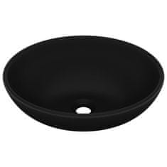 Vidaxl Razkošen umivalnik ovalen mat črn 40x33 cm keramičen