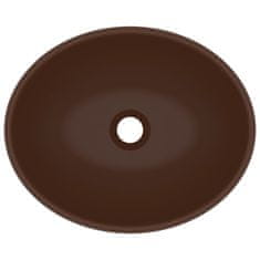 Vidaxl Razkošen umivalnik ovalen mat temno rjav 40x33 cm keramičen