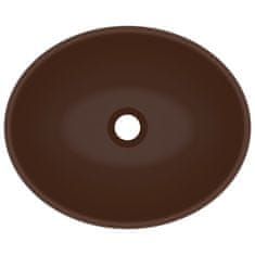 Vidaxl Razkošen umivalnik ovalen mat temno rjav 40x33 cm keramičen