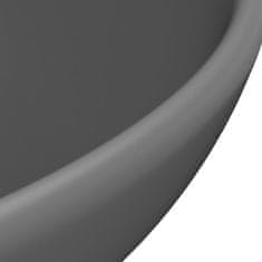 Greatstore Razkošen umivalnik okrogel mat temno siv 32,5x14 cm keramičen