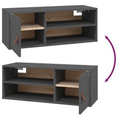 Vidaxl Stenska omarica siva 80x30x30 cm trdna borovina