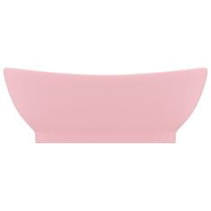 Vidaxl Razkošen umivalnik ovalen mat roza 58,5x39 cm keramika