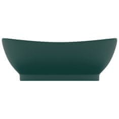 Vidaxl Razkošen umivalnik ovalen mat temno zelen 58,5x39 cm keramika