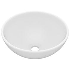 Vidaxl Razkošen umivalnik okrogel mat bel 32,5x14 cm keramičen