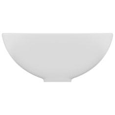 Vidaxl Razkošen umivalnik okrogel mat bel 32,5x14 cm keramičen