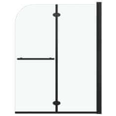 Vidaxl Zložljiva pregrada za tuš z 2 paneloma ESG 95x140 cm črna