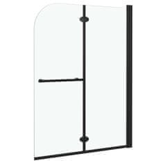 Vidaxl Zložljiva pregrada za tuš z 2 paneloma ESG 95x140 cm črna