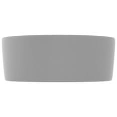 Vidaxl Razkošen umivalnik okrogel mat svetlo siv 40x15 cm keramičen
