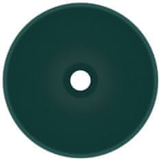 Vidaxl Razkošen umivalnik okrogel mat temno zelen 32,5x14 cm keramičen