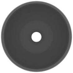 shumee Razkošen umivalnik okrogel mat temno siv 40x15 cm keramičen