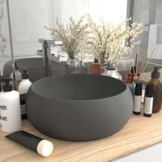 Vidaxl Razkošen umivalnik okrogel mat temno siv 40x15 cm keramičen