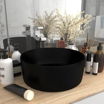 Vidaxl vidaXL Luksuzni okrogli umivalnik mat črne barve 40 x 15 cm keramičen