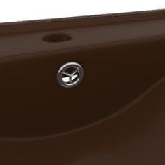 Greatstore Razkošen umivalnik z luknjo mat temno rjav 60x46 cm keramičen