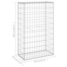 Vidaxl Gabionska stena s pokrovi iz pocinkanega jekla 60x30x100 cm