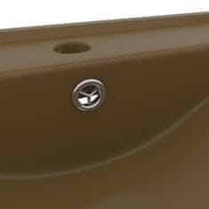 Vidaxl Razkošen umivalnik z luknjo mat krem 60x46 cm keramičen