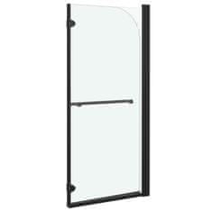 Vidaxl Zložljiva pregrada za tuš z 2 paneloma ESG 120x140 cm črna
