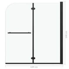 Vidaxl Zložljiva pregrada za tuš z 2 paneloma ESG 120x140 cm črna