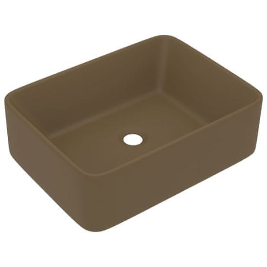 Vidaxl Razkošen umivalnik mat krem 41x30x12 cm keramičen