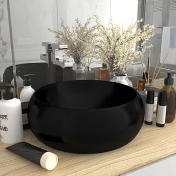 Vidaxl vidaXL Luksuzni okrogli umivalnik mat črne barve 40 x 15 cm keramičen