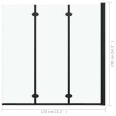 shumee Zložljiva pregrada za tuš s 3 paneli ESG 130x138 cm črna