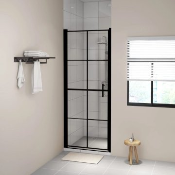 Vidaxl Vrata za tuš kaljeno steklo 91x195 cm črna