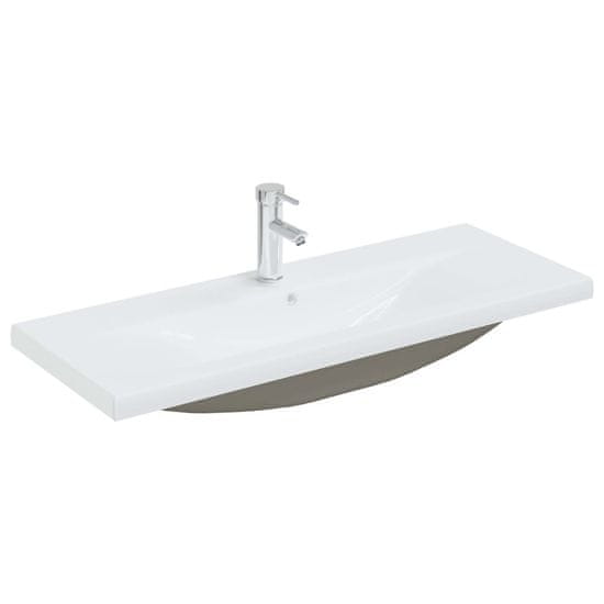 Vidaxl Vgradni umivalnik s pipo 101x39x18 cm keramičen bel
