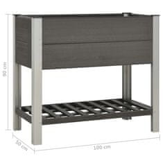 Vidaxl Visoka greda s polico 100x50x90 cm WPC siva