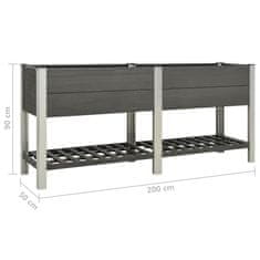Vidaxl Visoka greda s polico 200x50x90 cm WPC siva