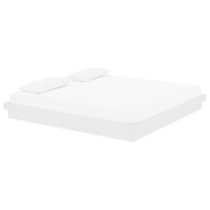 Vidaxl Posteljni okvir bel iz trdnega lesa 200x200 cm