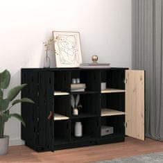 Vidaxl Komoda črna 100x40x75 cm trdna borovina