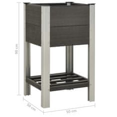 Vidaxl Visoka greda s polico 50x50x90 cm WPC siva