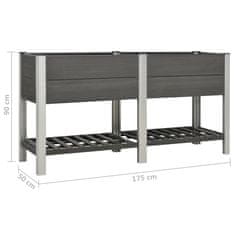 Vidaxl Visoka greda s polico 175x50x90 cm WPC siva