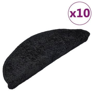 Vidaxl Stopniščne preproge 10 kosov 65x21x4 cm črne polkrožne velike