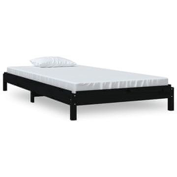 Vidaxl Postelja črna 75x190 cm trdna borovina