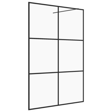 Vidaxl Pregrada za tuš s prozornim ESG steklom 140x195 cm črna