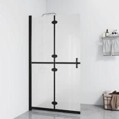 Vidaxl Zložljiva pregrada za tuš mlečno ESG steklo 80x190 cm