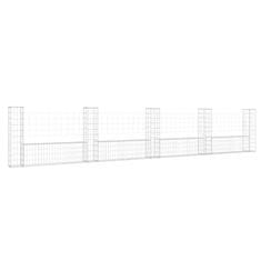 shumee Gabion košara U-oblike s 5 stebri železo 500x20x100 cm