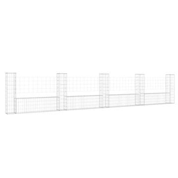 Vidaxl Gabion košara U-oblike s 5 stebri železo 500x20x100 cm