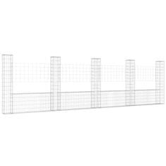 Vidaxl Gabion košara U-oblike s 5 stebri železo 500x20x150 cm