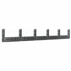 shumee Gabion košara U-oblike s 6 stebri železo 620x20x100 cm