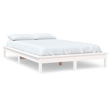 Vidaxl Posteljni okvir bel 150x200 cm trdna borovina