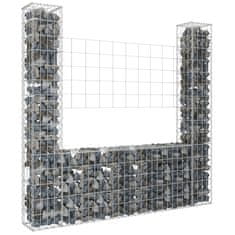 Greatstore Gabion košara U-oblike z 2 stebroma železo 140x20x150 cm