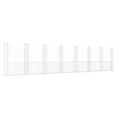 Vidaxl Gabion košara U-oblike z 8 stebri železo 860x20x200 cm